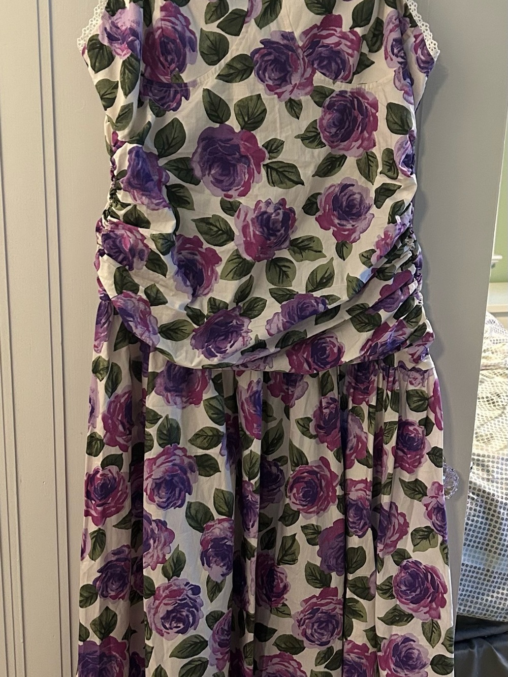 Anthropologie Maeve Purple Rose Floral Spaghetti-Strap Dress - Picture 6 of 6